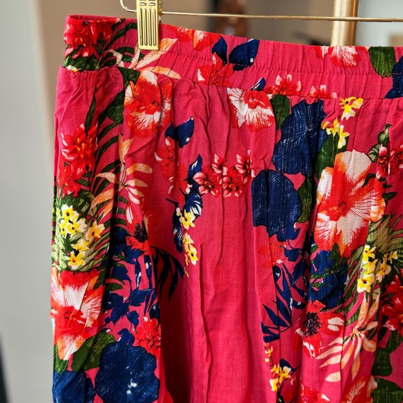 JustFab Floral Pink A-Line Skirt with Elastic Waist - Size XXL - Picture 7 of 7